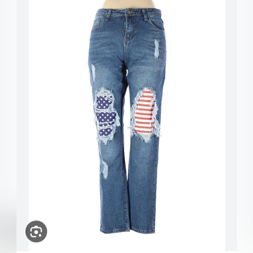 Miss look distressed Stars and Stripes jeans Size L,XL,2X